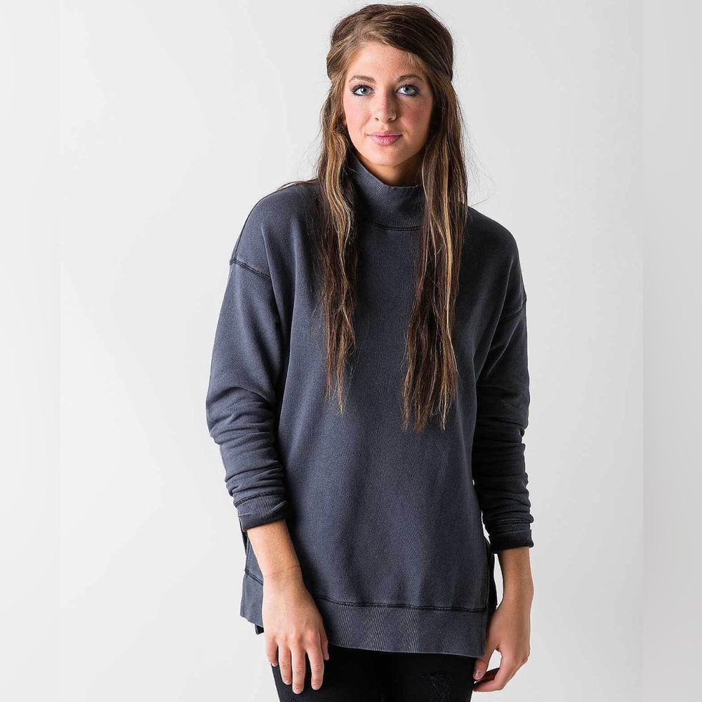 Free People, smocked neck,‎ sweatshirt, size medium wash French terry gray